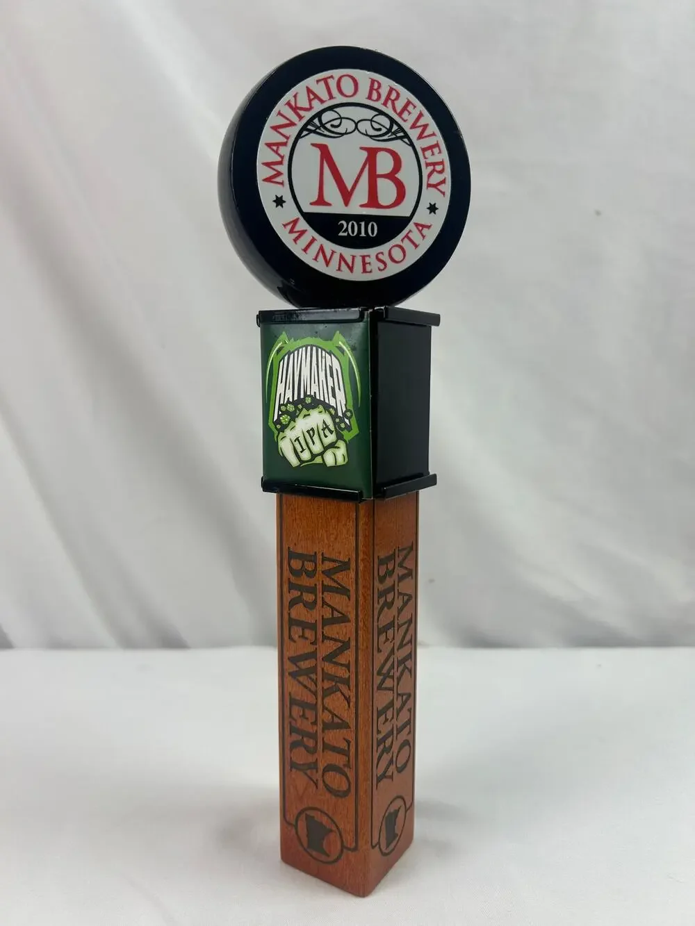 Mankato Brewery Haymaker IPA Beer Tap Handle Minnesota Wood Breweriana 10in